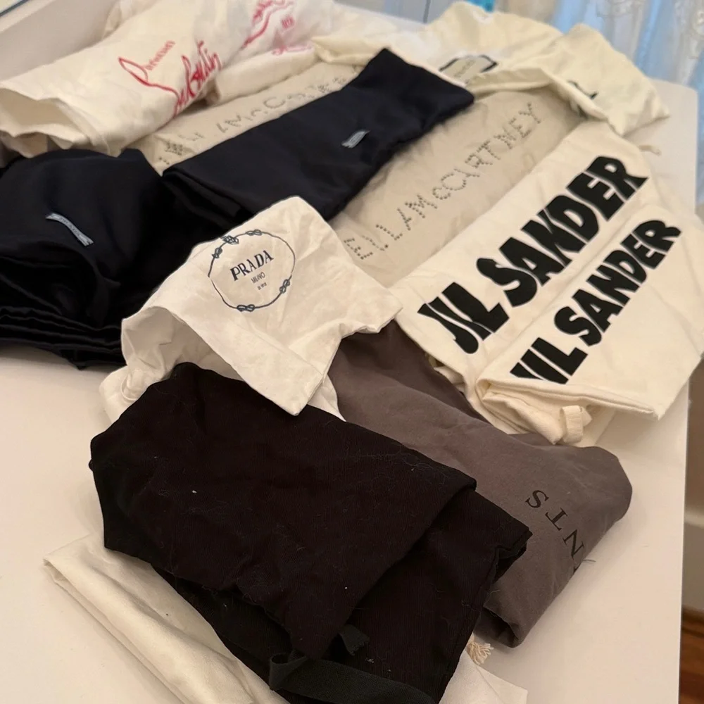 Prada White Drawstring Dust Bag with Logo